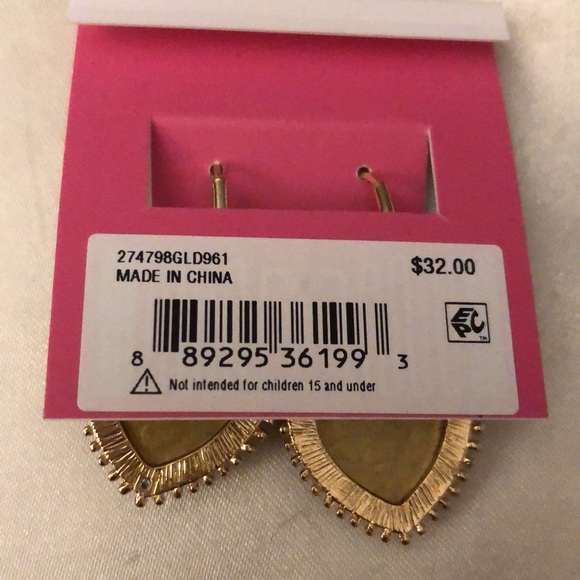 Betsey Johnson Gold Tone Leopard Heart Shaped Drop Earrings Bow Accent NWT - Picture 10 of 11